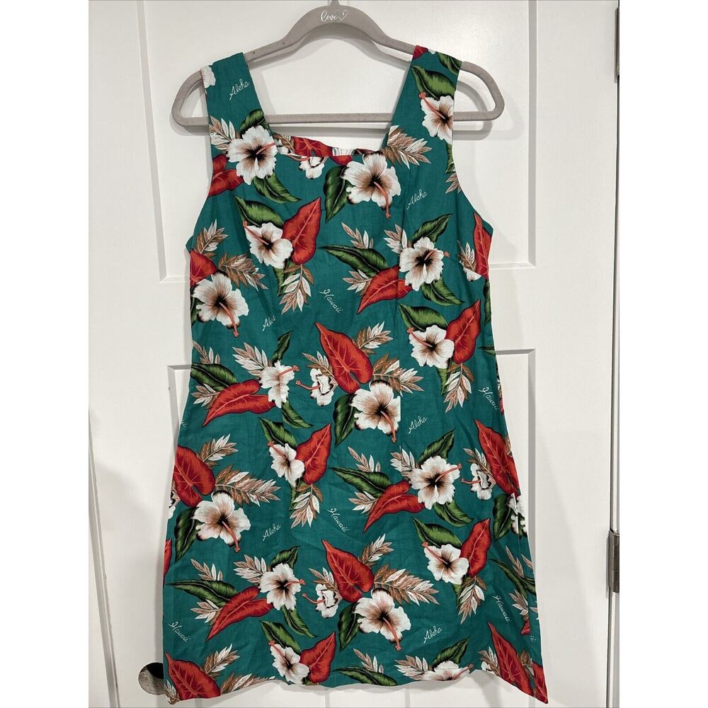 Vintage Shannon Marie Hawaiian Dress Size 14 Cotton Floral Sleeveless Stunning